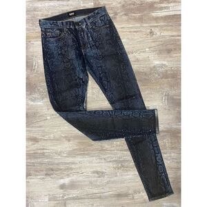 Hudson Jeans Skinny Blue Dark Wash Snakeskin Print Crop Stretch Women’s Sz 26